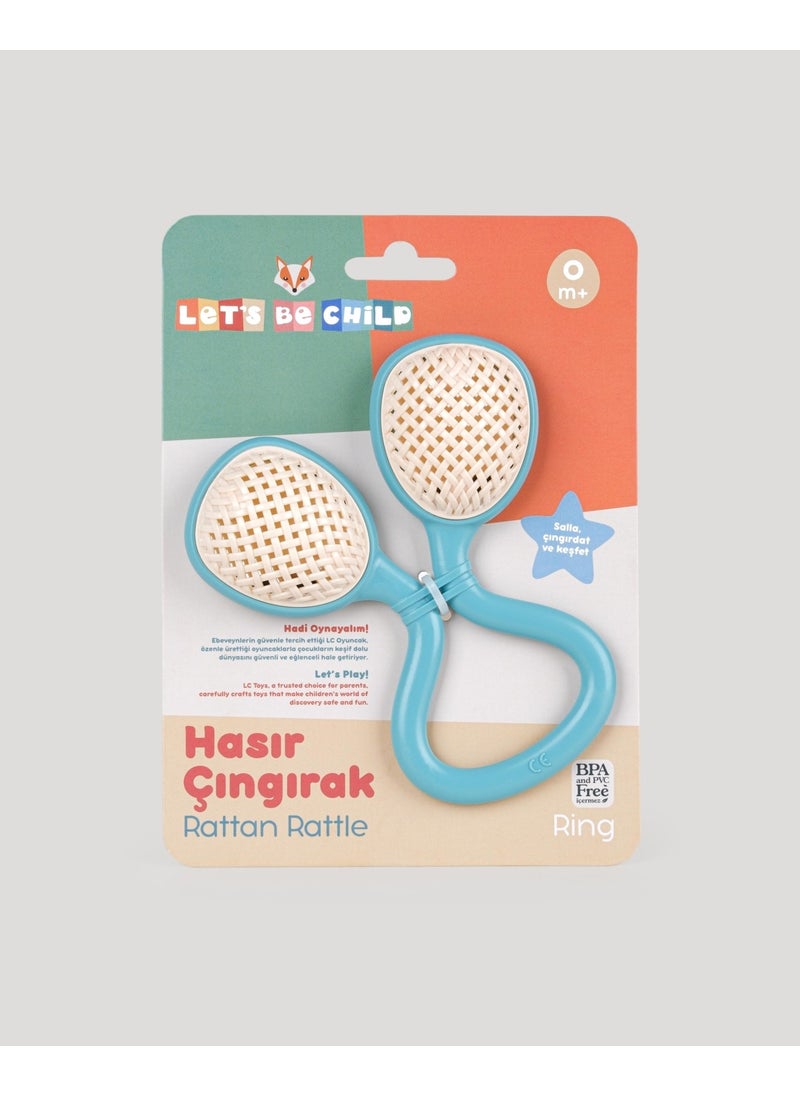 Let's Be Child Lc Ring Wicker Rattle Turquoise  - Image 3