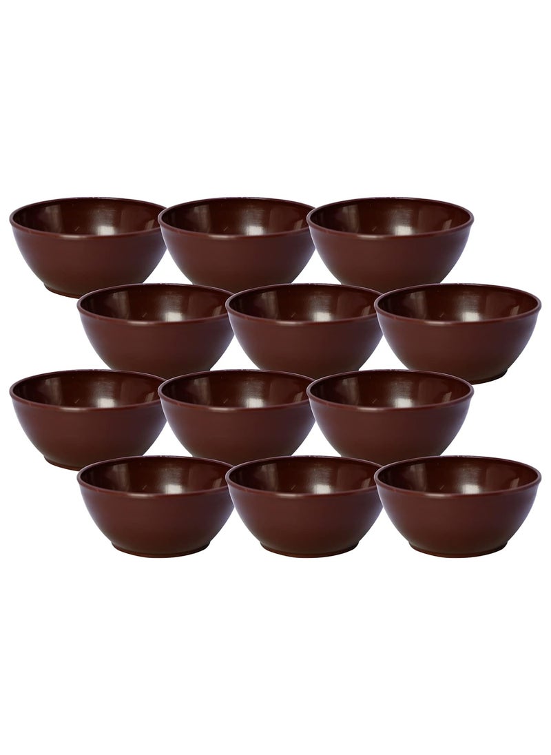 MORVI MORVI Round Plain Katori Set For use in HomeOfficeKitchen Set of 12 Pcs Pcs 200 ml Brown Color  - Image 1