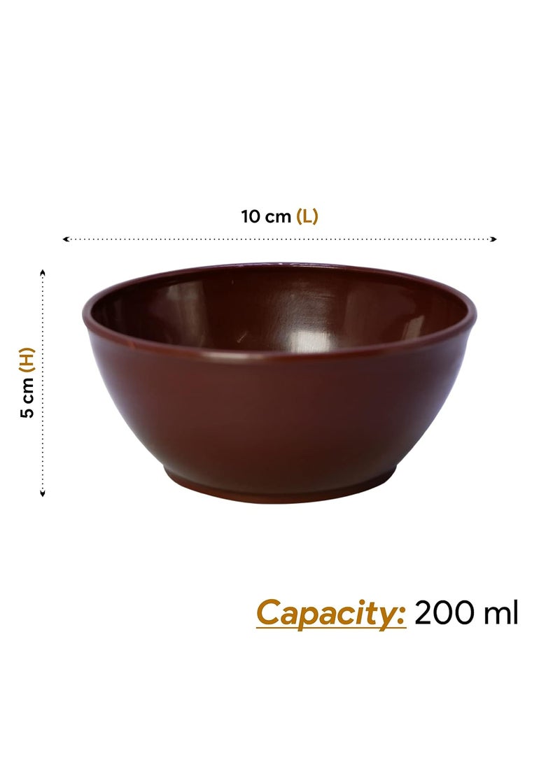 MORVI MORVI Round Plain Katori Set For use in HomeOfficeKitchen Set of 12 Pcs Pcs 200 ml Brown Color  - Image 2