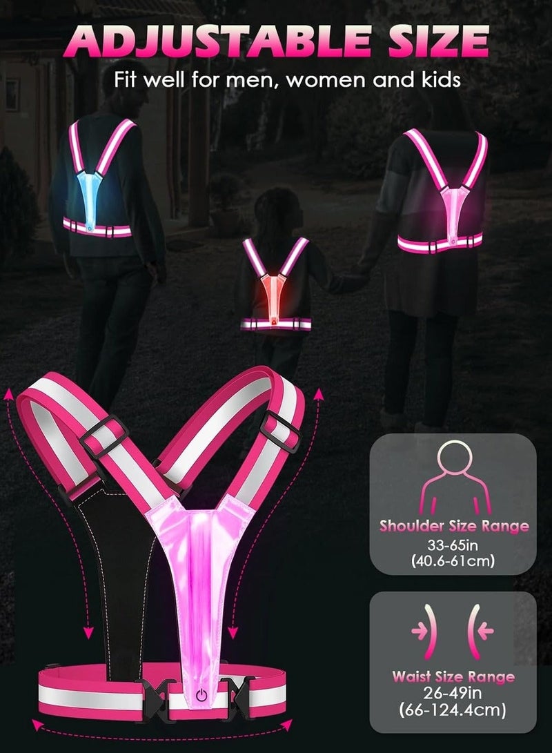 Generic LED Reflective Vest, 5 Lights Colors High Visibility Reflective Running Gear, Rechargeable Light Up Running Vest for Walking/Running/Cycling, Adjustable for Men/Women/Kids (Pink) - Image 5