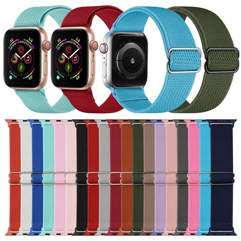 Polyester Nylon Watch Band For Apple Watch Series 9&8&7 41mm / SE 3&SE 2&6&SE&5&4 40mm / 3&2&1 38mm(White)