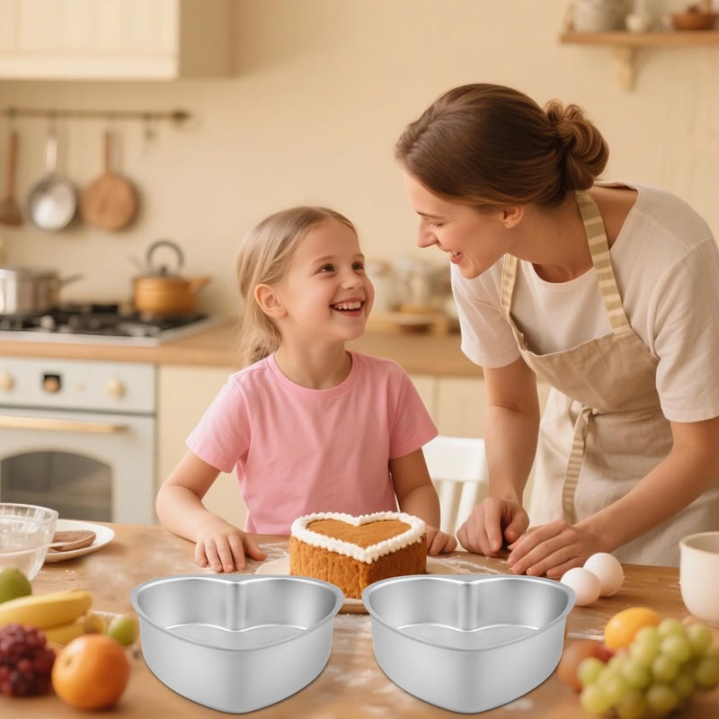 Yumatouch 8 x 2.5 Inch Aluminum Heart Shaped Cake Pan Heart Cake Tin Nonstick Cheesecake Cake Pan for Valentine's Day Wedding Anniversary Party 2 Pcs - Image 5