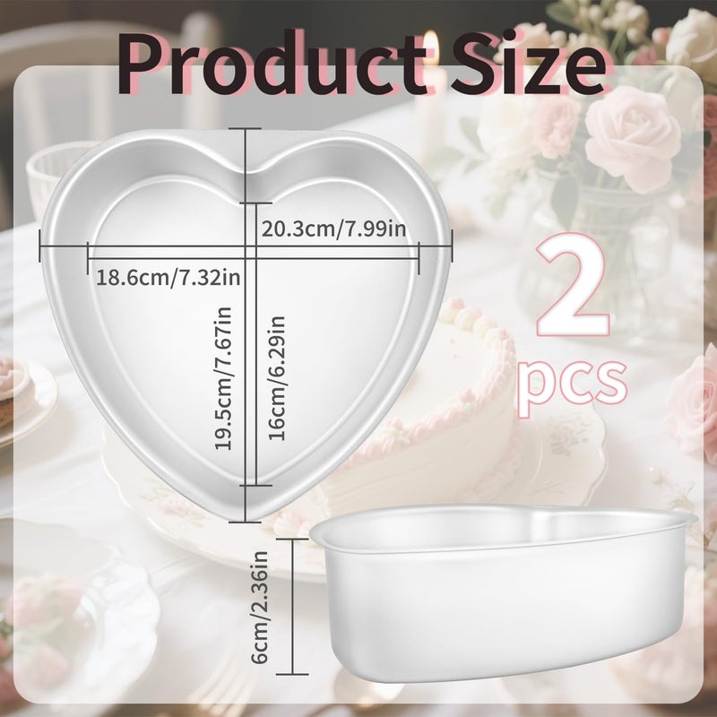 Yumatouch 8 x 2.5 Inch Aluminum Heart Shaped Cake Pan Heart Cake Tin Nonstick Cheesecake Cake Pan for Valentine's Day Wedding Anniversary Party 2 Pcs - Image 2
