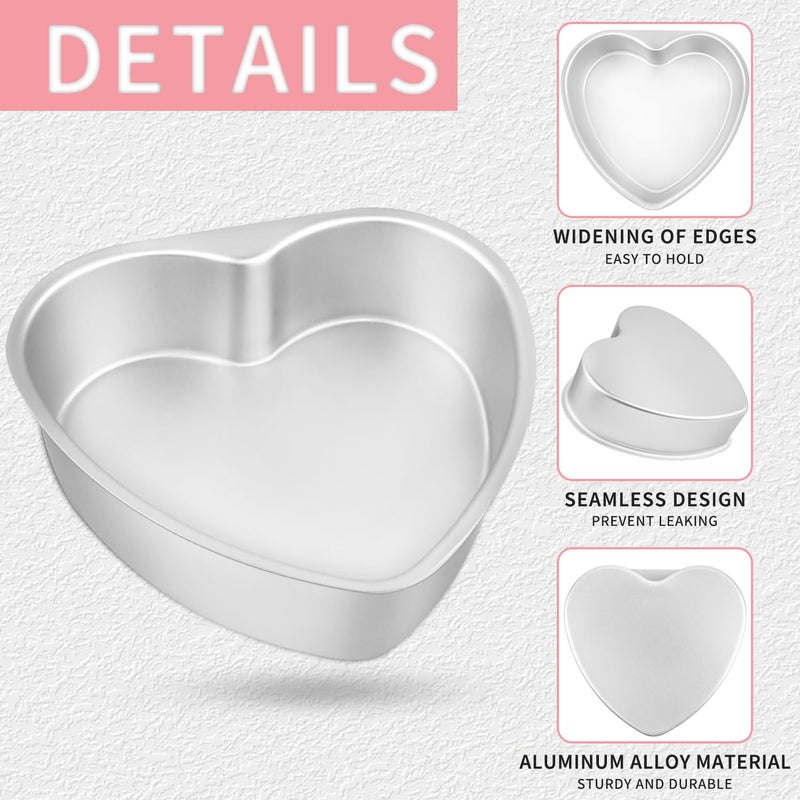 Yumatouch 8 x 2.5 Inch Aluminum Heart Shaped Cake Pan Heart Cake Tin Nonstick Cheesecake Cake Pan for Valentine's Day Wedding Anniversary Party 2 Pcs - Image 3