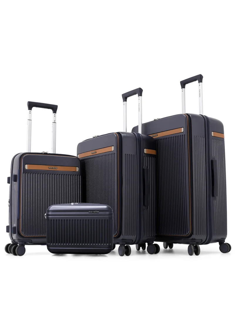 ترافلايت Travelite 4-Piece Hardside Luggage Set 28” Large, 24” Medium, 20” Carry-On + Makeup Bag, Polycarbonate (PC)