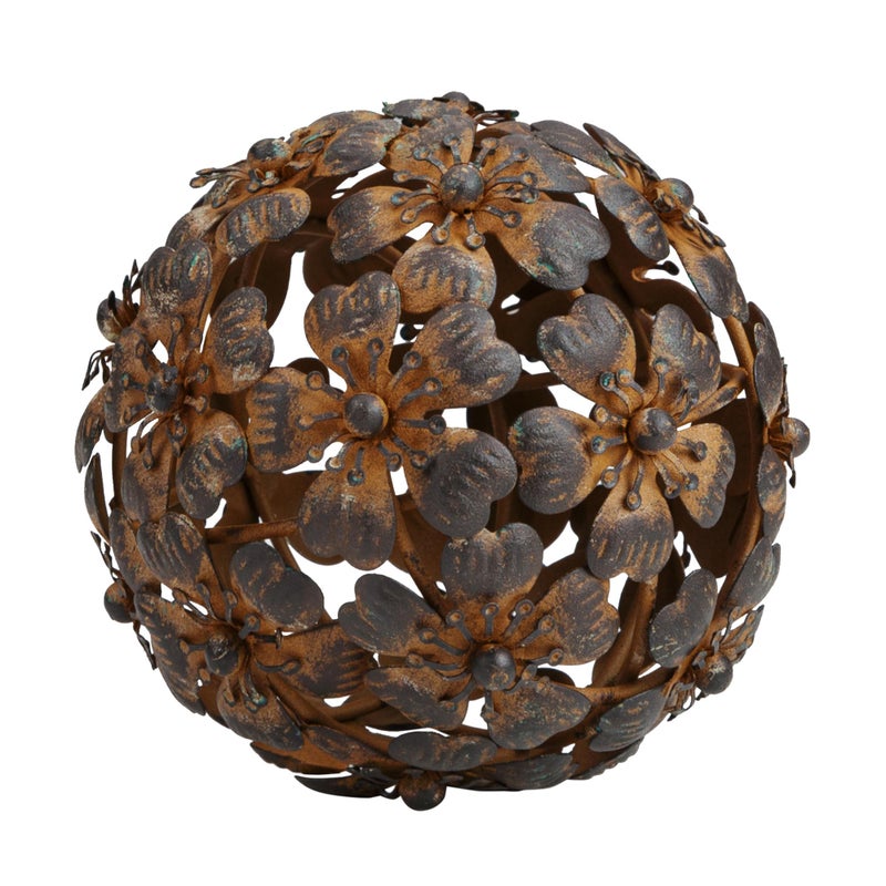 Everydecor Metal Decorative Sphere for Home Decor  Decorative Balls for Shelves Centerpiece Bowls Bookshelf  Decoration Orbs Accents for Living Room Bedroom  Antique Brown Shelf Spheres
