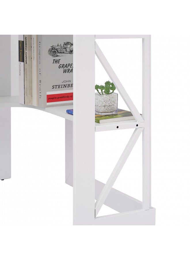 VECELO VECELO Corner Computer Desk 41 x 30 inches with Smooth Keyboard & Storage Shelves for Home Office Workstation, White  - Image 5