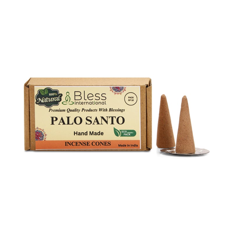 Bless International Palo Santo 100%-Natural-Incense-Cones Handmade-Hand-Dipped Organic-Chemicals-Free for-Purification-Relaxation-Positivity-Yoga-Meditation The-Best-scents (10 Count) - Image 1