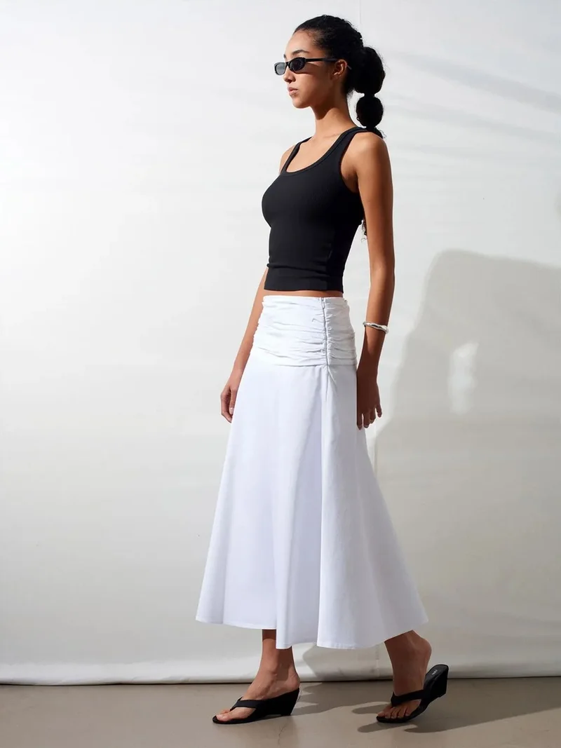 ديلفين Dilvin High-Waist A-Line Midi Skirt
