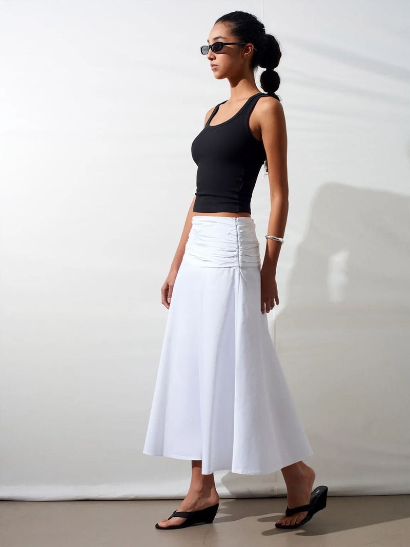 DILVIN High-Waist A-Line Midi Skirt - Image 1