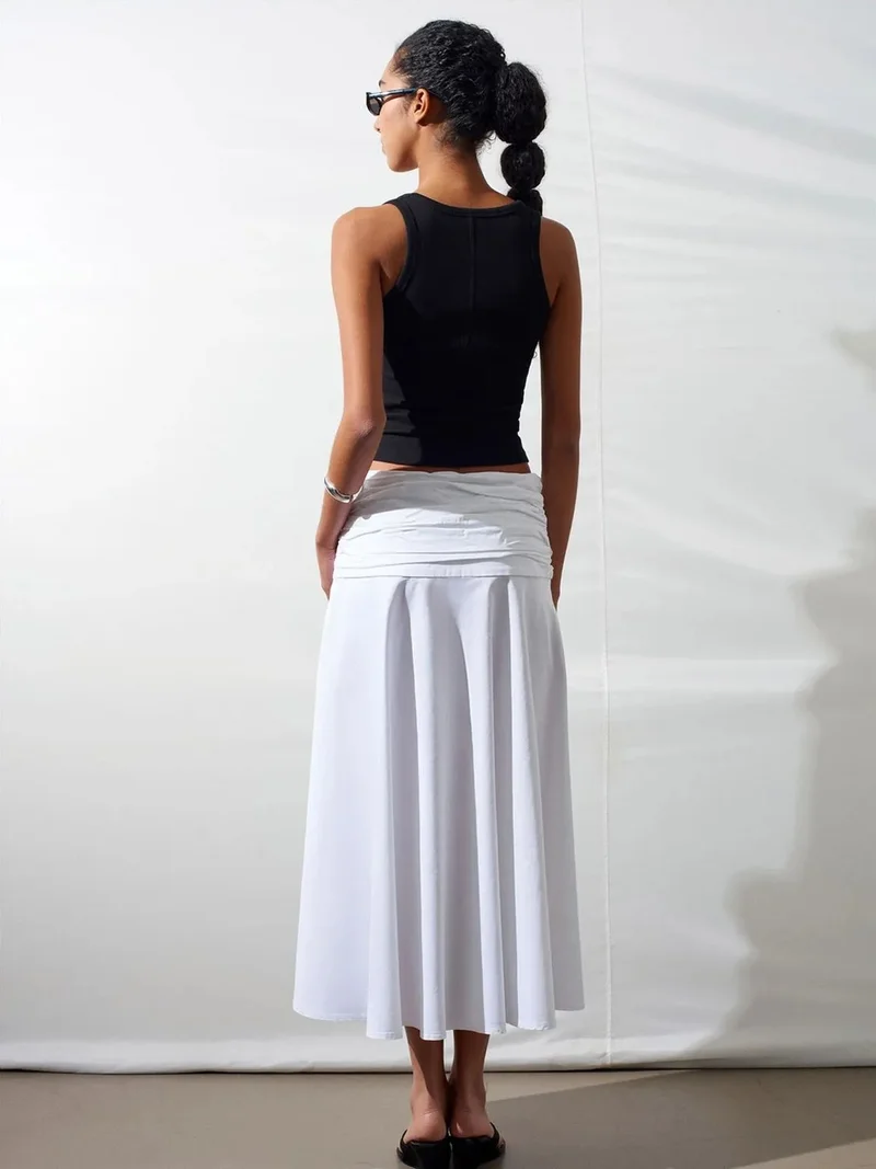 ديلفين Dilvin High-Waist A-Line Midi Skirt