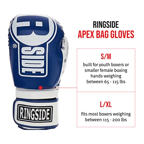 Ringside Unisex Adult FTG1 BL/WH S/M Boxing Gloves, Blue/White, S/M US - Image 2