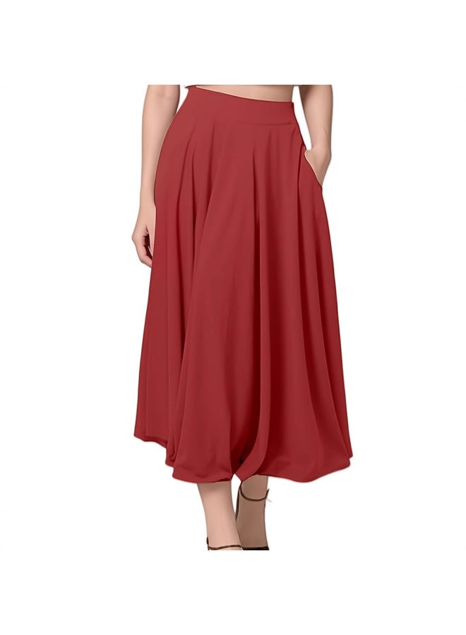 Long Skirt With Large Hem, Waist-slimming Elastic Waist A-line Skirt, European And American Style, Women