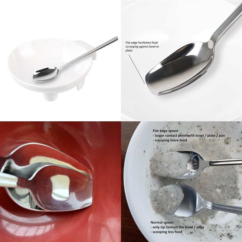 Senior Icare Silverware Adaptive Spoons for Parkinson's - Utensils for Elderly, Disabled, Adults, Parkinson's Patients, Handicapped, Non-Weighted Flat Edge Spoon by Senior ICare - Image 3