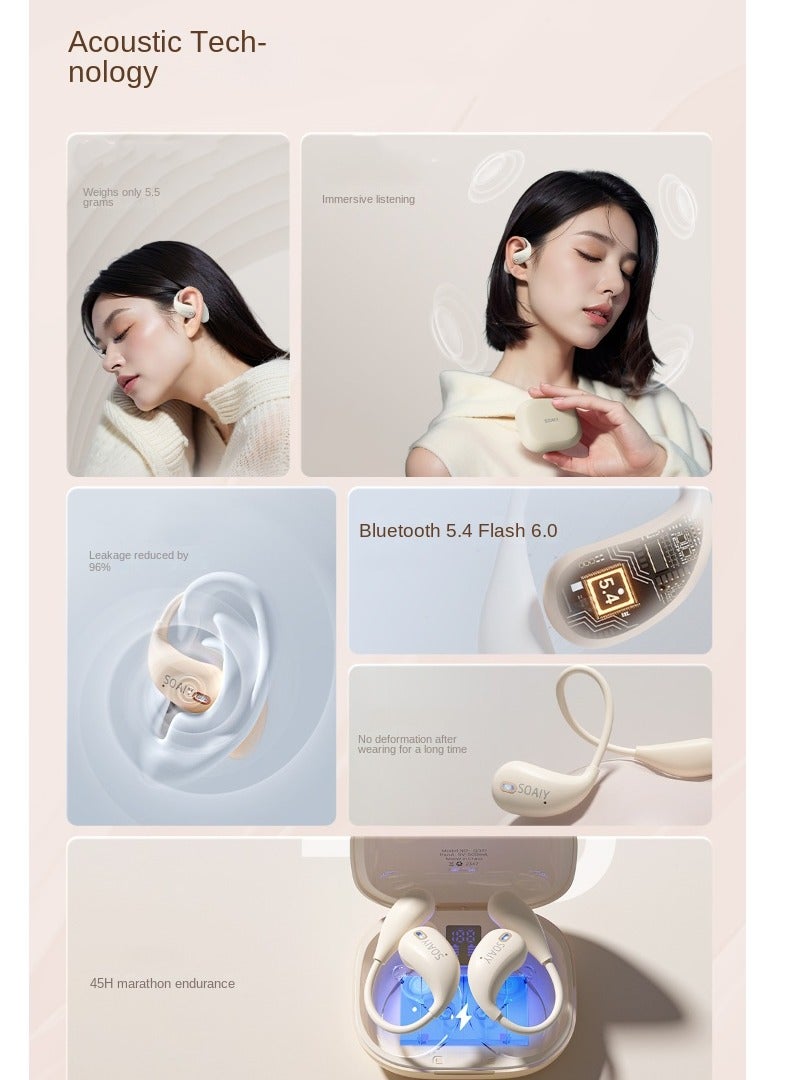 SOAIY GD31 Wireless Bluetooth Bone Conduction Headset - Hanging Ear, Not In-Ear, Sports Specific, Comfortable and Safe to Wear, IPX5 Waterproof Rating - Black - Image 4