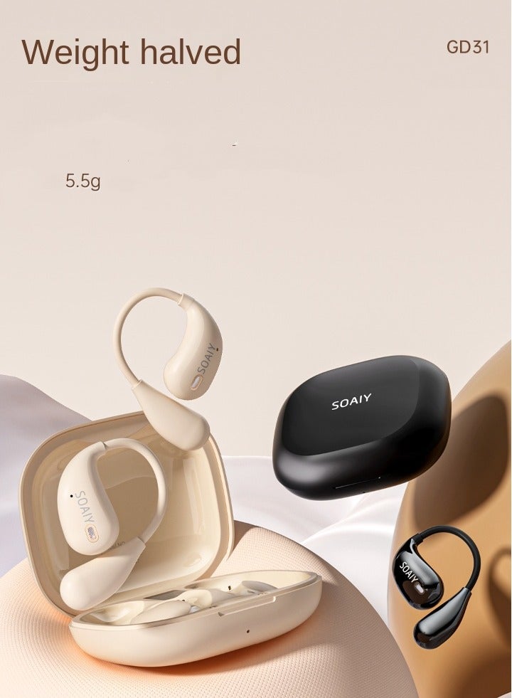 SOAIY GD31 Wireless Bluetooth Bone Conduction Headset - Hanging Ear, Not In-Ear, Sports Specific, Comfortable and Safe to Wear, IPX5 Waterproof Rating - Black - Image 3