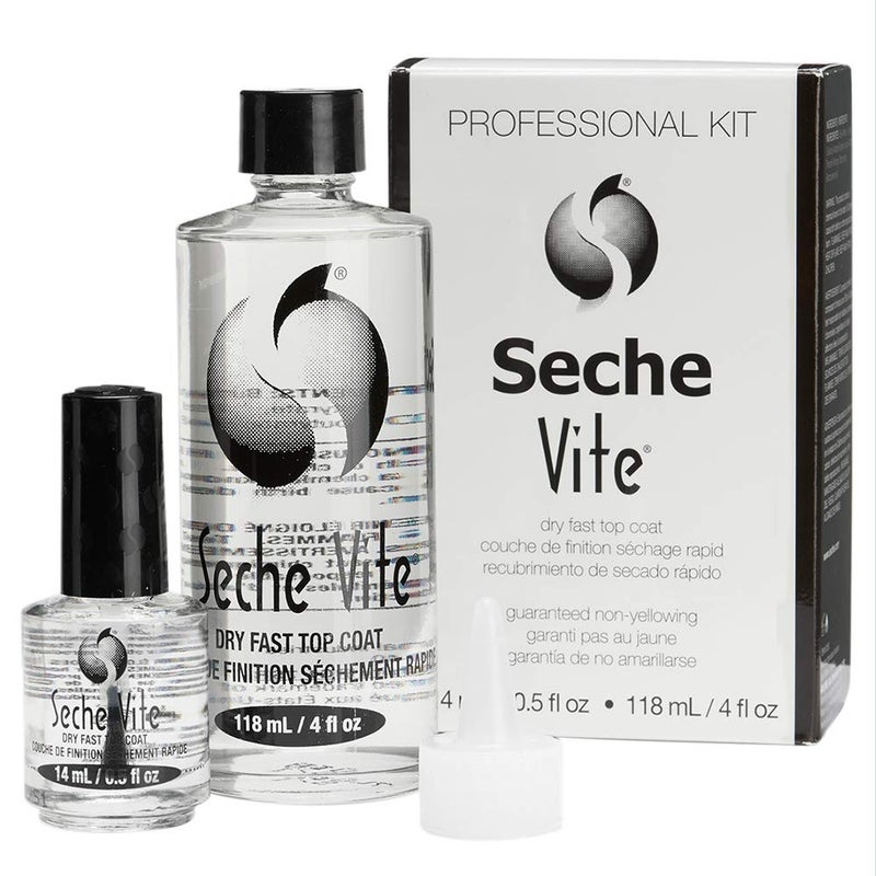 SECHE طقم إعادة تعبئة سيش فيت الاحترافي، طلاء علوي شفاف بلمعان عالي للأظافر الطبيعية، هلامات الأكريليك والألياف الزجاجية، يجف بسرعة مع لمعان يدوم طويلاً، 1 طقم - Image 1