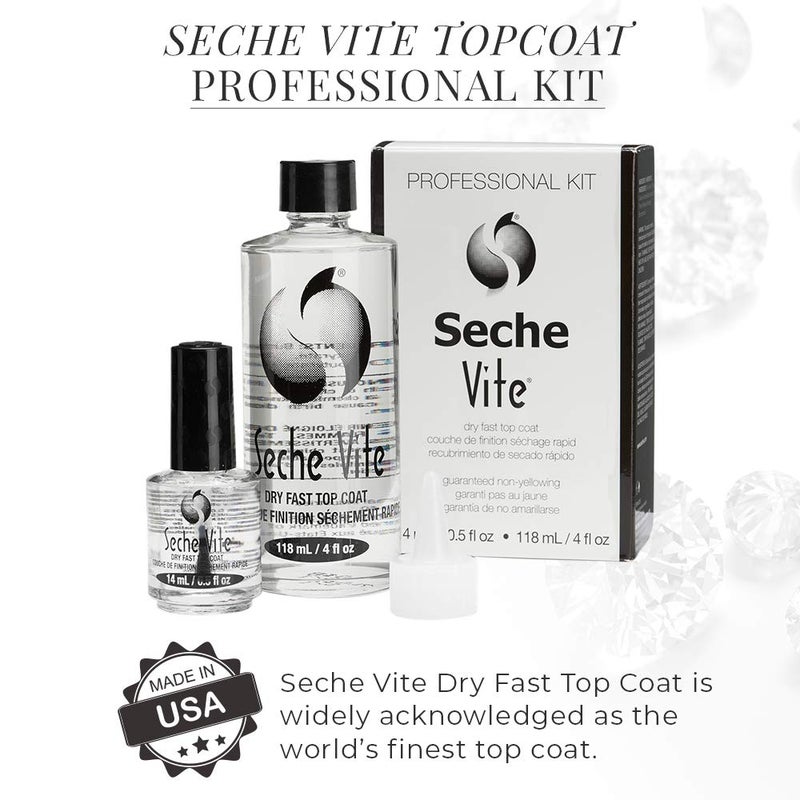 SECHE طقم إعادة تعبئة سيش فيت الاحترافي، طلاء علوي شفاف بلمعان عالي للأظافر الطبيعية، هلامات الأكريليك والألياف الزجاجية، يجف بسرعة مع لمعان يدوم طويلاً، 1 طقم - Image 3
