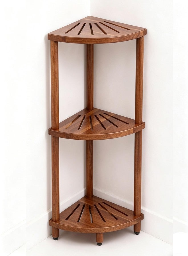 Topspeeder Corner Shelf Shower Caddy Stand 3 Tier for Bathroom, Space Saving Shower Organizer Corner Stand, Bathroom Shelves for Inside Shower - Home Decor & Bathroom Storage Acacia - Image 1