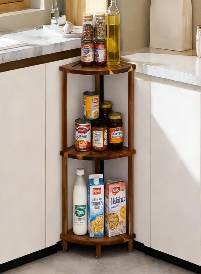 Topspeeder Corner Shelf Shower Caddy Stand 3 Tier for Bathroom, Space Saving Shower Organizer Corner Stand, Bathroom Shelves for Inside Shower - Home Decor & Bathroom Storage Acacia - Image 4