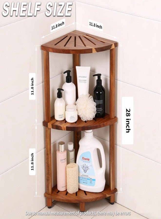 Topspeeder Corner Shelf Shower Caddy Stand 3 Tier for Bathroom, Space Saving Shower Organizer Corner Stand, Bathroom Shelves for Inside Shower - Home Decor & Bathroom Storage Acacia - Image 2