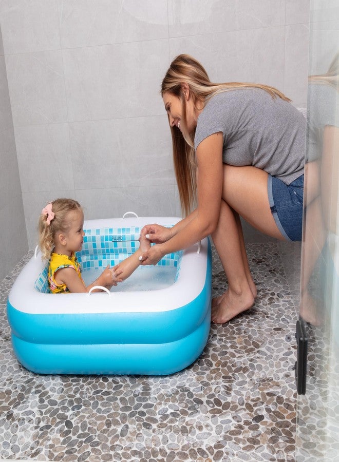 GRIP A POOL حمام سباحة قابل للنفخ للأطفال من 1-3 سنوات، مقبض، أرضية ناعمة وصرف، 34"x10" حمام سباحة للأطفال، حوض استحمام قابل للنفخ وحفرة كرات، لعبة مائية خارجية للأطفال في الصيف، هدية عيد ميلاد أول للأطفال من 1 2 3 أعوام - Image 3