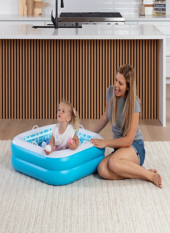 GRIP A POOL حمام سباحة قابل للنفخ للأطفال من 1-3 سنوات، مقبض، أرضية ناعمة وصرف، 34"x10" حمام سباحة للأطفال، حوض استحمام قابل للنفخ وحفرة كرات، لعبة مائية خارجية للأطفال في الصيف، هدية عيد ميلاد أول للأطفال من 1 2 3 أعوام - Image 4