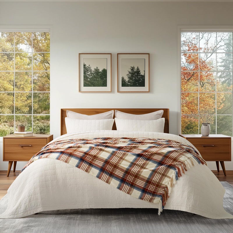 EverGrace Plaid Chenille Throw Blanket for Couch, Super Soft Cozy Decorative Fall Throw Blanket with Tassels for Bed Sofa Farmhouse Decor, Lightweight Harvest Plaid Throw Blanket for Autumn, 50"x60" - Image 5