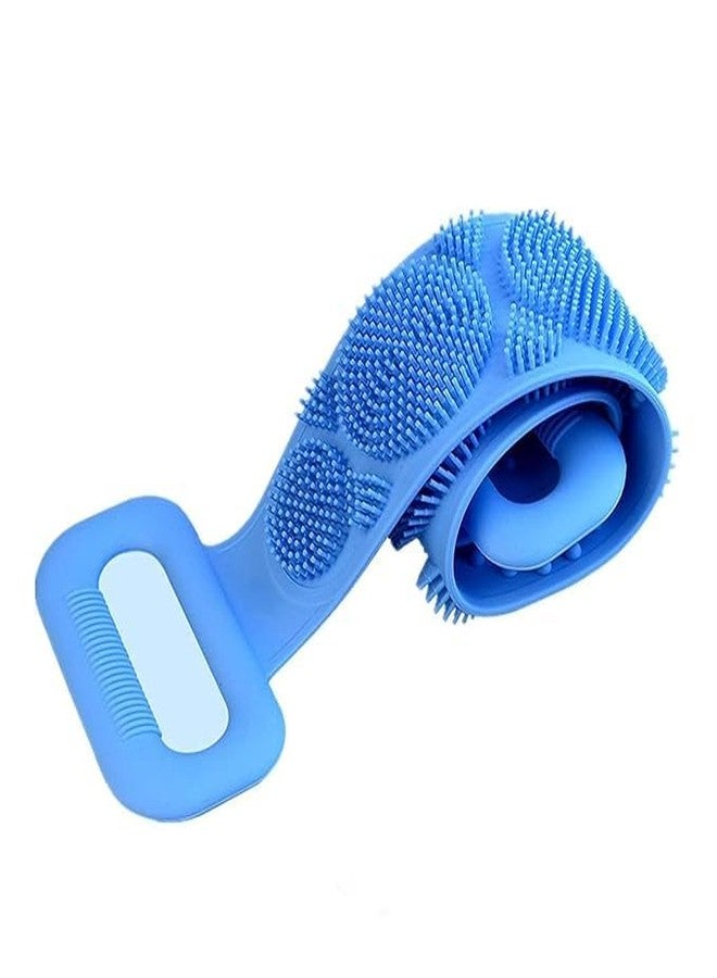 PTSCS Silicone Body Back Scrubber Double Side Bathing Brush for Skin Deep Cleaning Massage, Dead Skin Removal Exfoliating Belt for Shower, Easy to Clean for Men & Women (Blue) - Image 3
