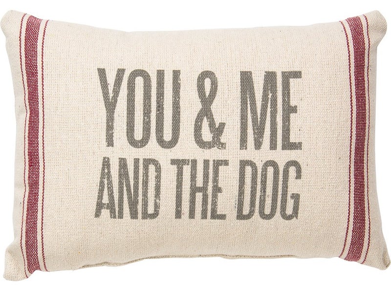 Primitives by Kathy 28698 Vintage Flour Sack Style Throw Pillow 15 x 10Inch You Me and The Dog - Image 2