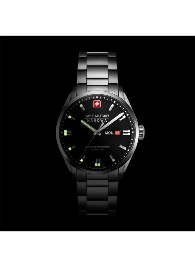SWISS MILITARY HANOWA Roadrunner Maxed 43mm Men's Analog Watch with Stainless Steel Bracelet
