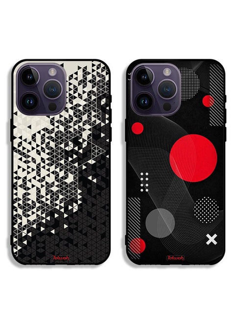 Two Cases For Apple iPhone 14 Pro Protective Covers Digital Shape Pattern