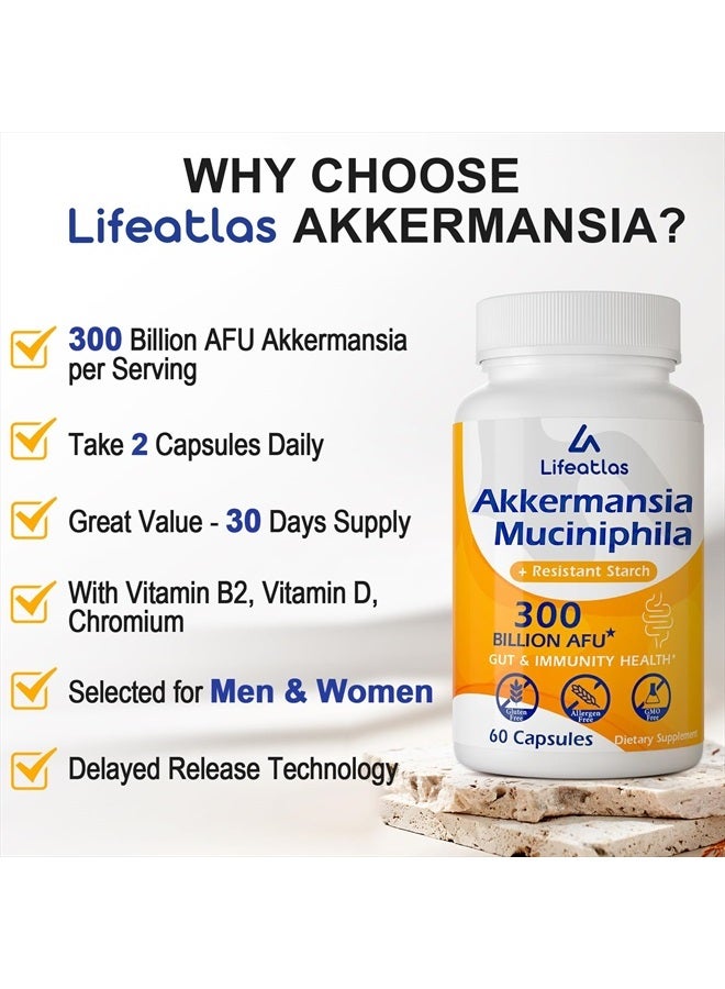 Lifeatlas GLP-1 Probiotic | 300 Billion AFU Akkermansia Muciniphila, Akkermansia Probiotic for Women Men, Akka Superbiotics for GLP-1 Production, Digestive, Gut, Immunity, Enhances Gut Lining Function, 60 Count - Image 5