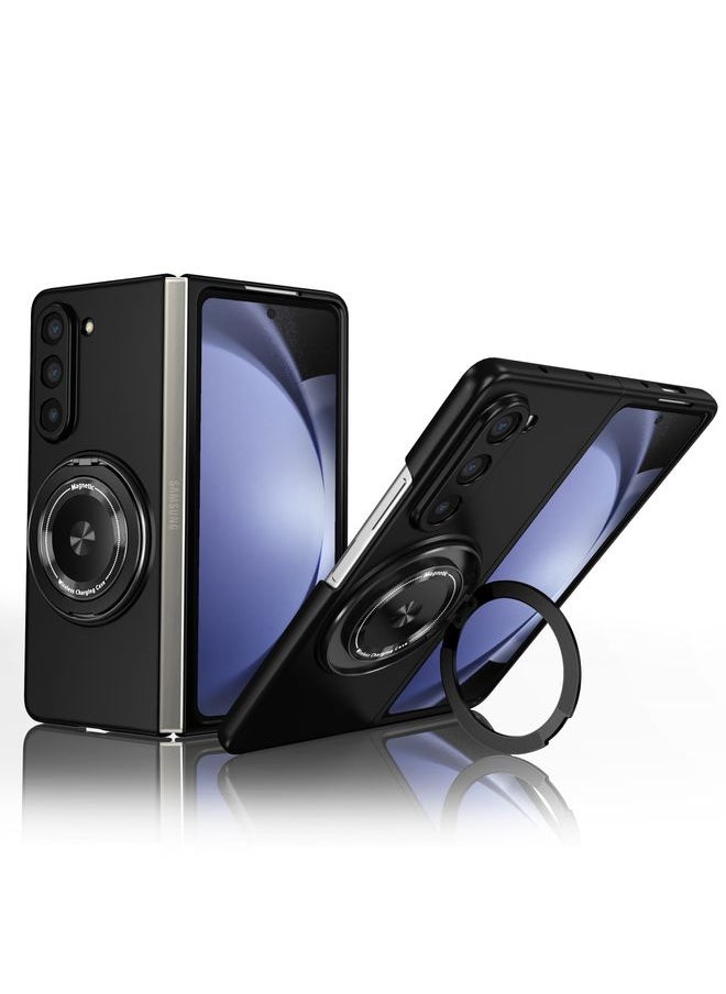 HuHa Case Cover For Samsung Galaxy Z Fold3 5G 360 Degree Rotating Holder MagSafe PC Full Coverage Shockproof Phone Case Black 