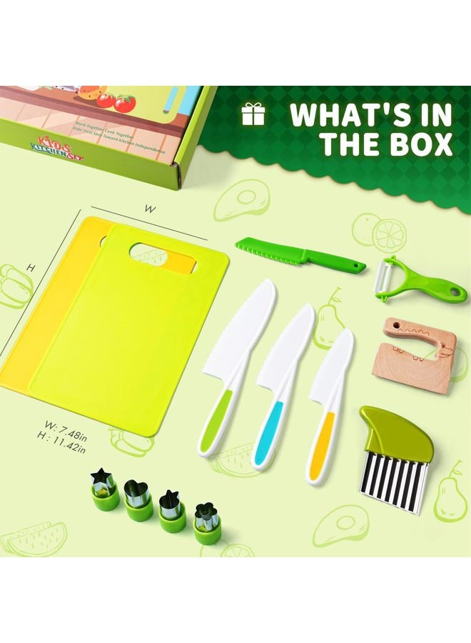 Yeeammk 13 Pieces Montessori Kitchen Toys for Toddlers-Kids Cooking Sets Real-Toddler Toys Set for Real Cooking with Plastic Children Safe Knives Crinkle Cutter Kids Cutting Board - Image 3