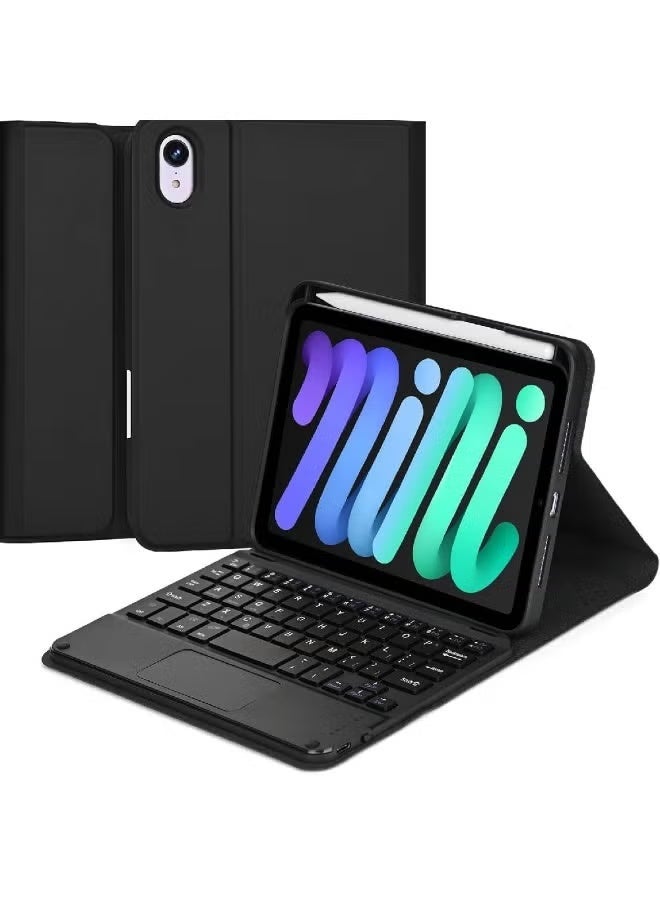 ZOOMEE Keyboard Case for iPad Mini 7(2024) & Mini 6(2021) 8.3", Detachable Touchpad BT Keyboard with English and Arabic Letters, Magentic Protective Cover with Pencil Holder, Full Protection, Black - Image 1