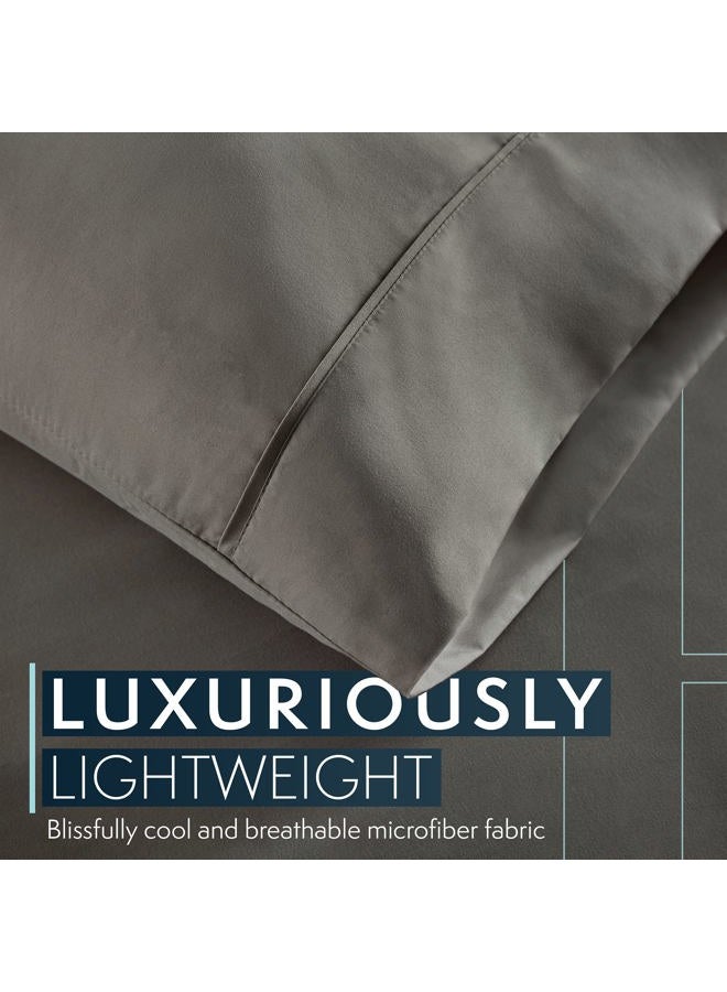 HC COLLECTION Calking Size Sheets Set - Bedding Sheets & Pillowcases w/ 16 inch Deep Pockets - Fade Resistant & Machine Washable - 4 Piece 1800 Series Calking Bed Sheet Sets – Gray - Image 3