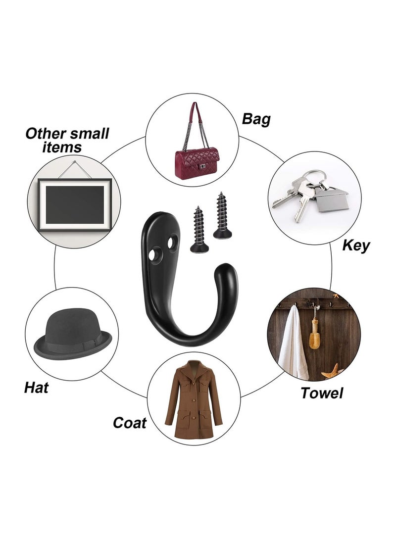 5Pcs Wall Mounted Hooks for Coat and Robes Black Double Hole Bathroom Accessories - Image 3