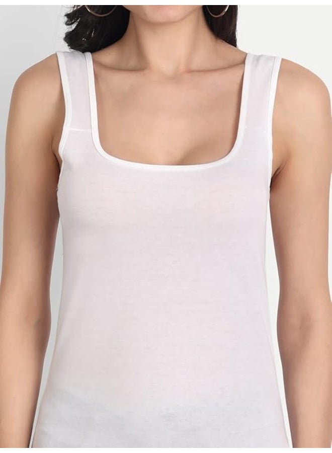 Aimly Women's Regular Fit Sleeveless Cotton Camisole Slip Spaghetti Combo Pack of 3, Contains 2 Beige and 1 White Color - Image 5