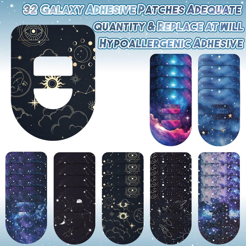 Geiserailie 32 Pack Adhesive Patches Compatible with Omnipod 5, CGM Patches, Galaxy Adhesive Tape Stickers, Sensor Covers Waterproof Sweat Proof Flexible Breathable Pre-Cut, Long Lasting - Image 5