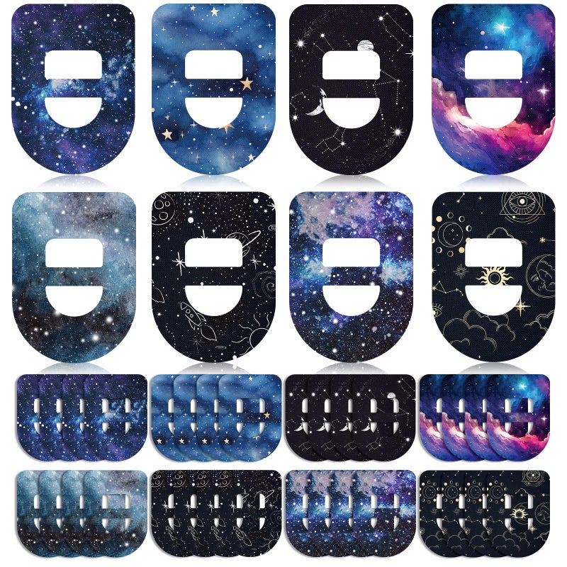 Geiserailie 32 Pack Adhesive Patches Compatible with Omnipod 5, CGM Patches, Galaxy Adhesive Tape Stickers, Sensor Covers Waterproof Sweat Proof Flexible Breathable Pre-Cut, Long Lasting - Image 1