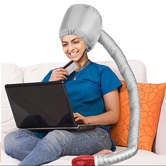 FASHIONHARBOUR Hair Dryer Attachment by fashionharbour Adjustable Extra Large Soft Bonnet with Chin Strap Use For Deep Conditioning Hair Styling and Drying - Image 2