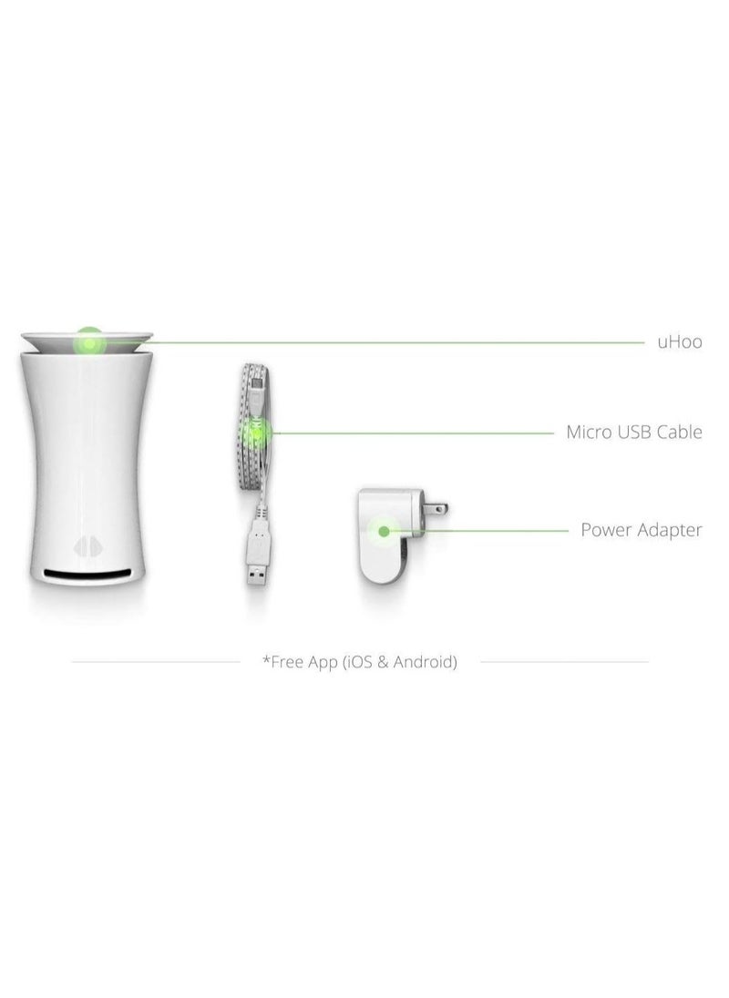 UHOO - uHoo Smart Air Quality Monitor – 9-in-1 Indoor Sensor for Home and Office | Detects Temperature, Humidity, Dust (PM2.5), VOCs, CO₂, CO, NO₂, Ozone, and Virus Index | Real-Time Alerts via App | Compatible with Smart Home Devices (GCC Edition) - Image 1
