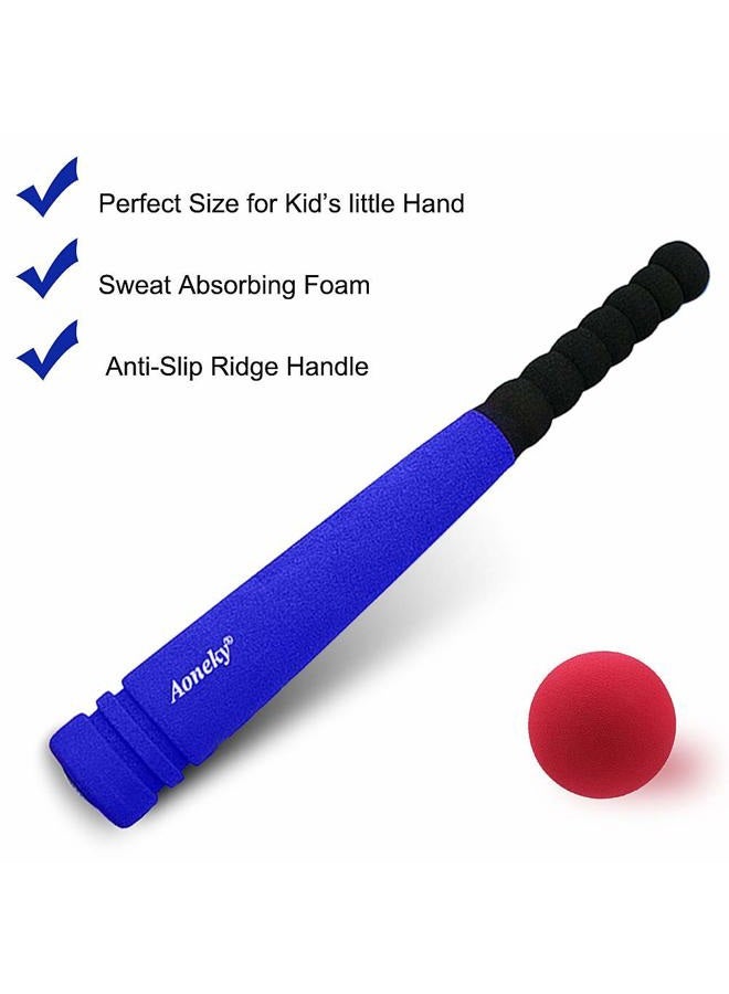 Aoneky Min Foam Baseball Bat and Ball for Toddler - Indoor Soft Super Safe T Ball Bat Toys Set for Kids Age 2 Years Old, Best Gift for Children, 16.5 inch (Blue) - Image 2