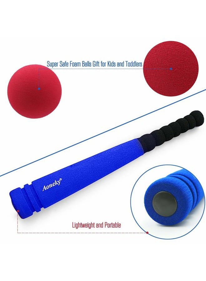 Aoneky Min Foam Baseball Bat and Ball for Toddler - Indoor Soft Super Safe T Ball Bat Toys Set for Kids Age 2 Years Old, Best Gift for Children, 16.5 inch (Blue) - Image 5