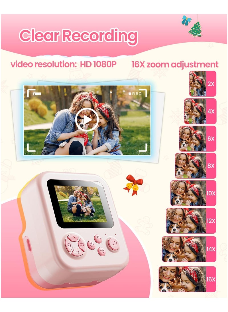 XiuWoo Bluetooth Kids Camera Instant Print, 1080P Mini Toddler Camera,Portable DIY Instant Digital Camera for Kids, Printable Camera for Phone Tablet,Cool Idea Gift Toys for Birthday Kids for Boys Girls,Pink - Image 5