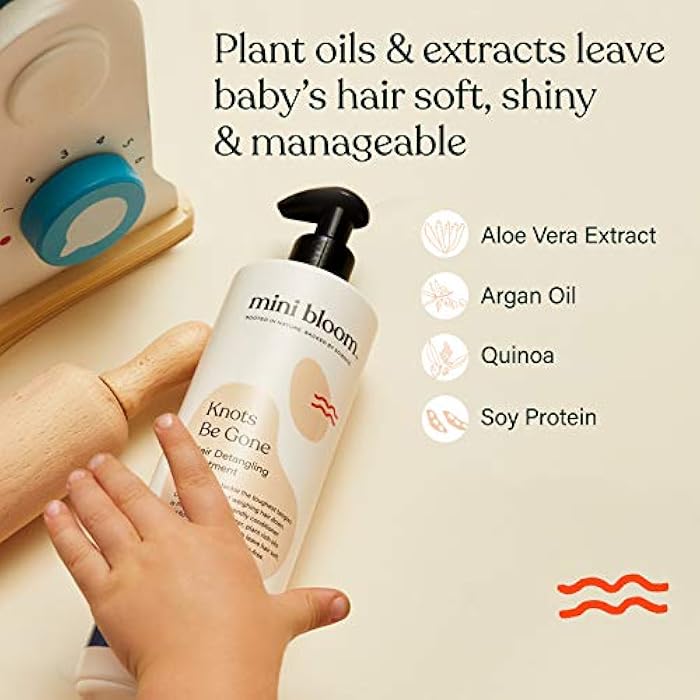 Mini Bloom Knots Be Gone Detangling Conditioner Treatment | Detangler Baby & Kid Safe | Made w/Shea Butter, Plant Rich Oils & Flower Extracts | Leaves Hair Soft, Shiny, Manageable Tangle-free 16.6oz - Image 3