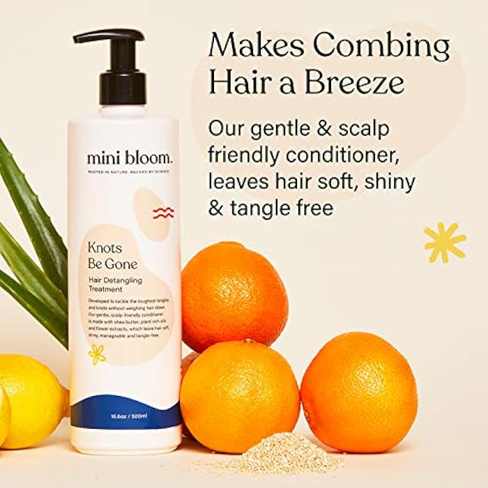 Mini Bloom Knots Be Gone Detangling Conditioner Treatment | Detangler Baby & Kid Safe | Made w/Shea Butter, Plant Rich Oils & Flower Extracts | Leaves Hair Soft, Shiny, Manageable Tangle-free 16.6oz - Image 4
