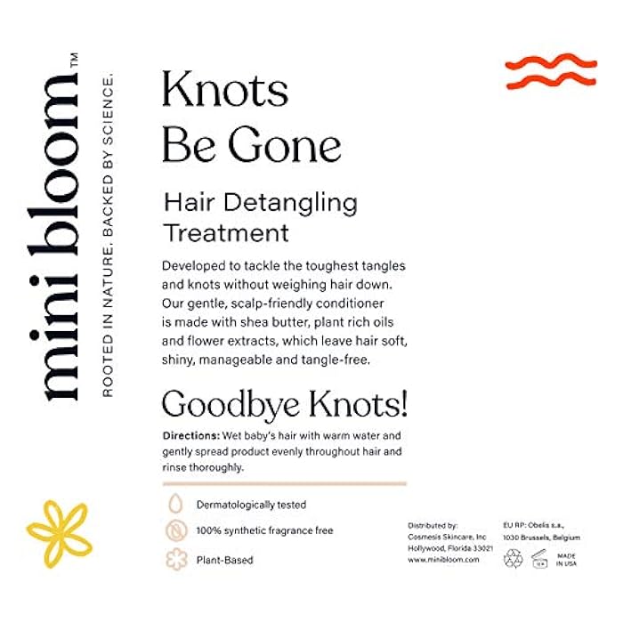 Mini Bloom Knots Be Gone Detangling Conditioner Treatment | Detangler Baby & Kid Safe | Made w/Shea Butter, Plant Rich Oils & Flower Extracts | Leaves Hair Soft, Shiny, Manageable Tangle-free 16.6oz - Image 5