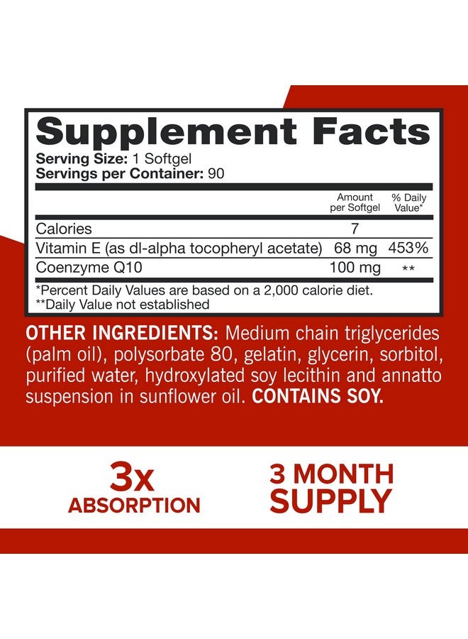 Qunol Coq10 100Mg Softgels Ultra 3X Better Absorption Coenzyme Q10 Supplements Antioxidant Supplement For Vascular And Heart Health  Energy Production 3 Month Supply 90 Count - Image 3